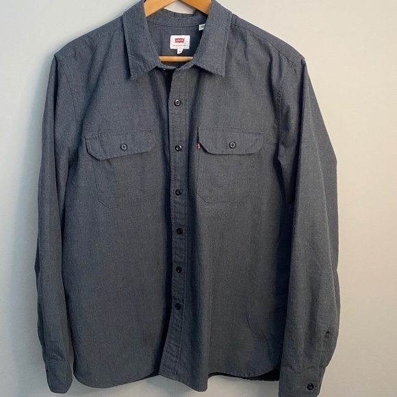 Levi's Men's Heavy Charcoal Gray Long Sleeve Button Up Shirt Size X-large - Picture 1 of 12
